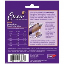 Elixir 16536 PACK 2 NANOWEB MEDIUM ACOUSTIC PHOSPHOR BRONZE