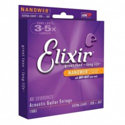 Elixir 11002 NANOWEB EXTRA LIGHT ACOUSTIC BRONZE
