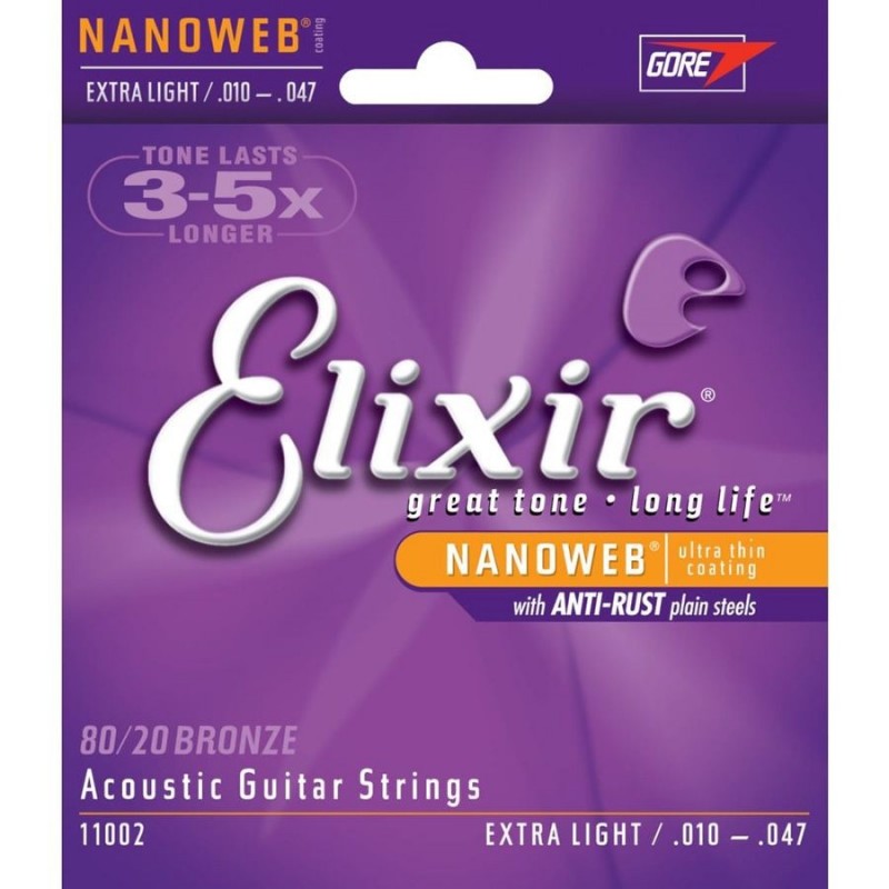 Elixir 11002 NANOWEB EXTRA LIGHT ACOUSTIC BRONZE