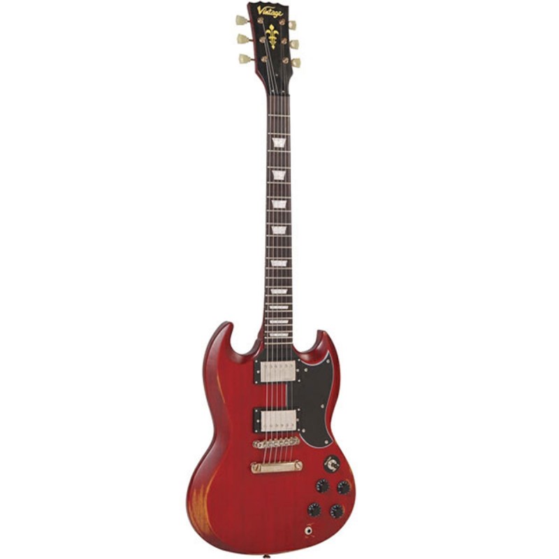 Vintage Icon VS6MR Distressed Cherry Red Chitarra Elettrica