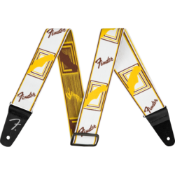 Fender Weighless Monogram Strap White/Brown/Yellow