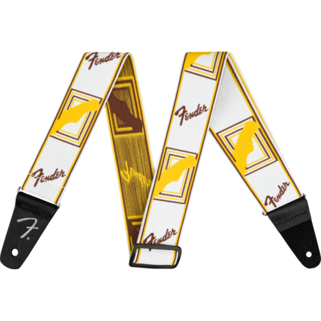 Fender Weighless Monogram Strap White/Brown/Yellow
