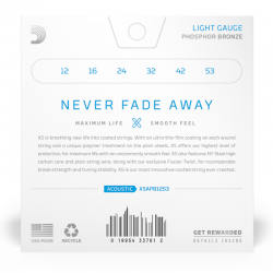 D'addario XSAPB1253 Light Coated Acoustic Guitar Strings 12-53