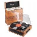 Fenton RP170L Record Player With Record Storage Case Wood