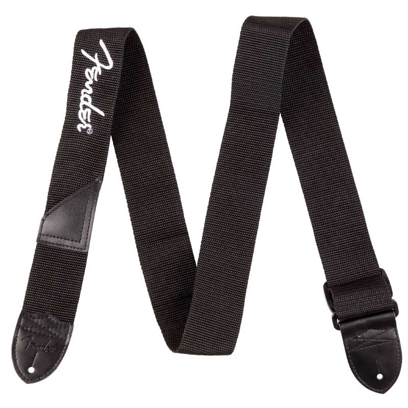 Fender Logo Straps Black With White Logo