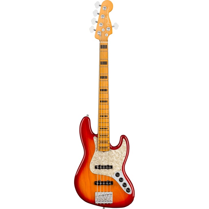Fender American Ultra Jazz Bass V Maple Fingerboard Plasma Red Burst