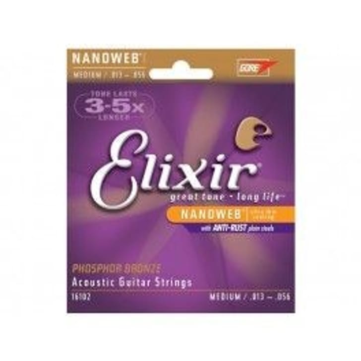 Elixir 16102 NANOWEB MEDIUM ACOUSTIC PHOSPHOR BRONZE 