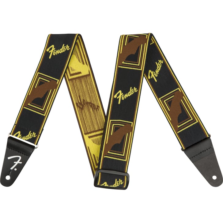 Fender Weighless Monogram Strap Black/Yellow/Brown