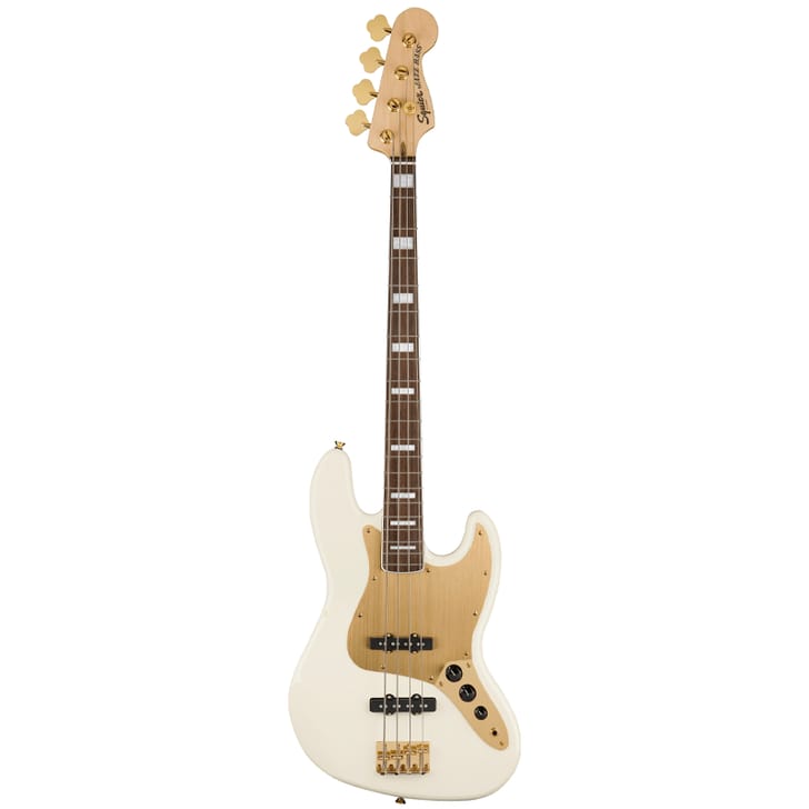Fender Squier 40TH Anniversary Jazz Bass Gold Edition Olympic White