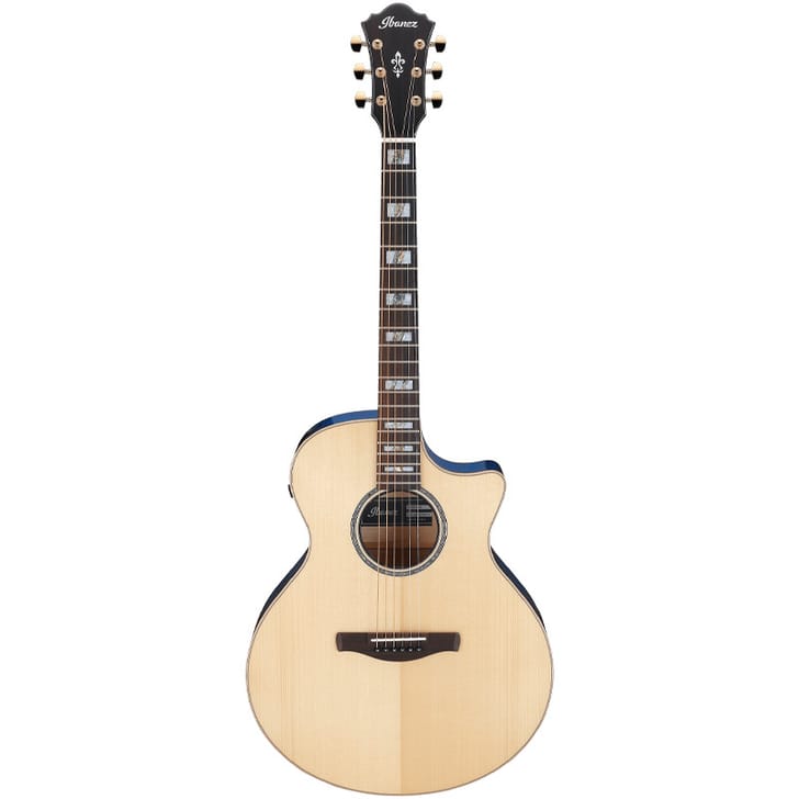 Ibanez AE390 Natural High Gloss Top, Aqua Blue High Gloss Back and Sides