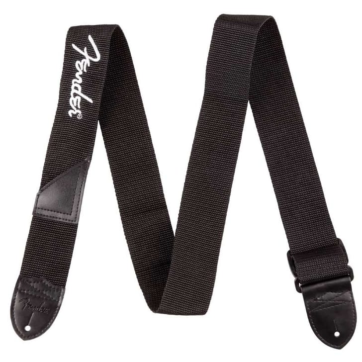 Fender Logo Straps Black With White Logo
